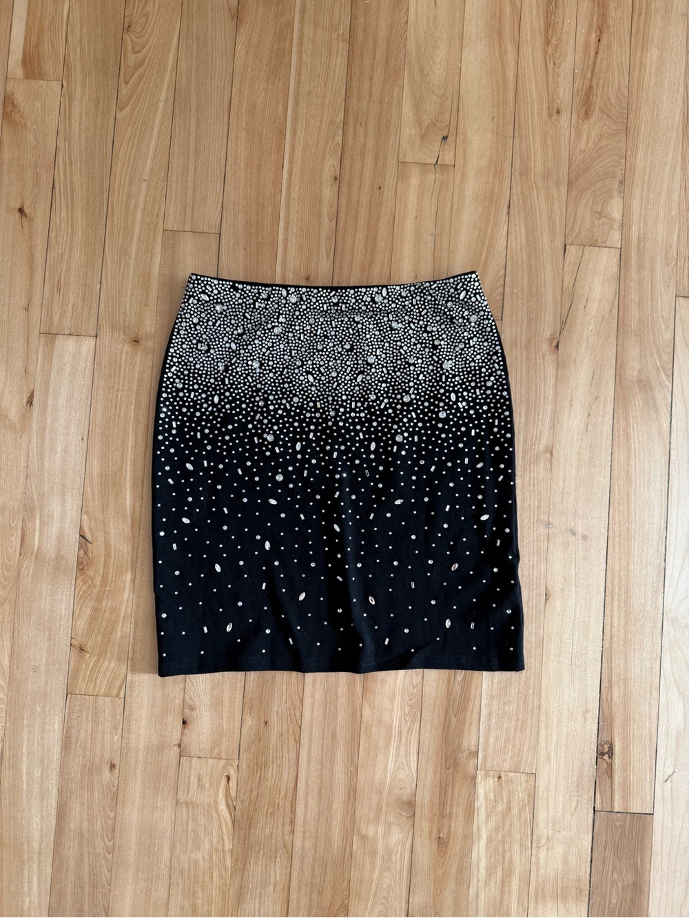 Black Embellished rhinestones Mini Skirt